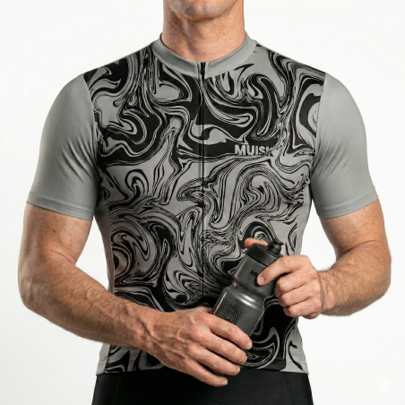 HOMBRE JERSEY MANGA CORTA GRIS VETEADO