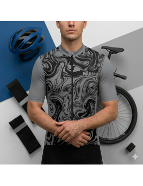 HOMBRE JERSEY MANGA CORTA GRIS VETEADO