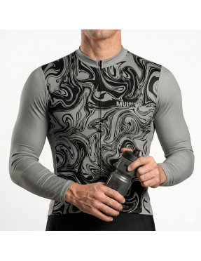 HOMBRE JERSEY MANGA LARGA GRIS VETEADO