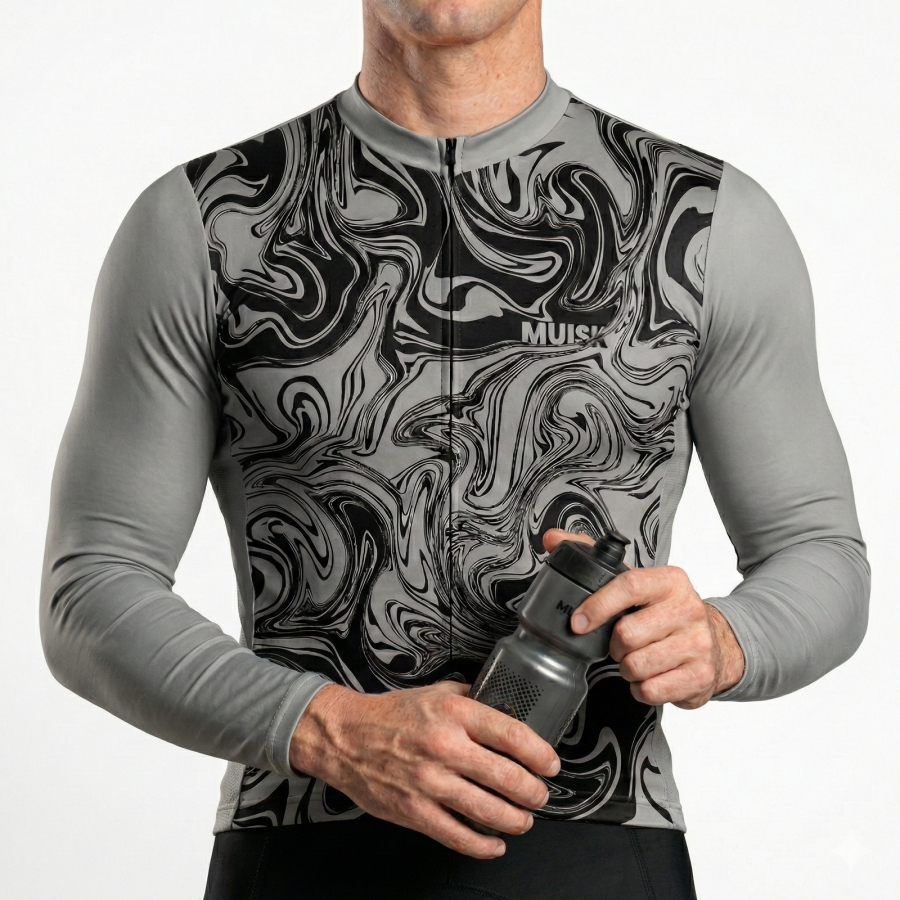 HOMBRE JERSEY MANGA LARGA GRIS VETEADO