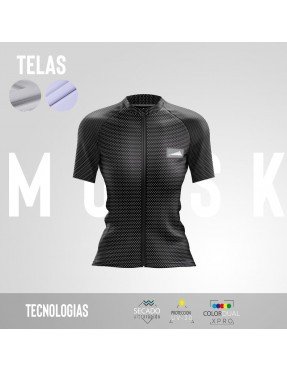 MUJER JERSEY MANGA CORTA CONFORT PUNTOS NEGRO