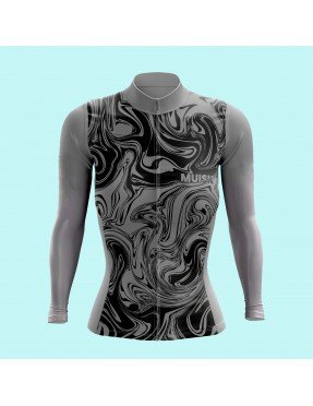 MUJER JERSEY MANGA LARGA GRIS VETEADO