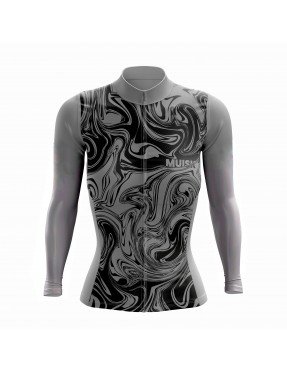 MUJER JERSEY MANGA LARGA GRIS VETEADO