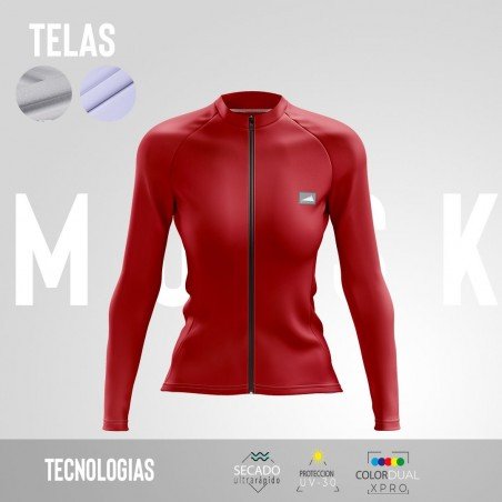 MUJER JERSEY MANGA LARGA CONFORT ROJO