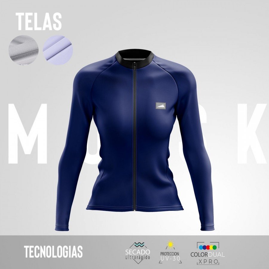 HOMBRE JERSEY MANGA LARGA CONFORT AZUL