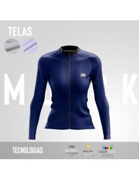 MUJER JERSEY MANGA LARGA CONFORT AZUL