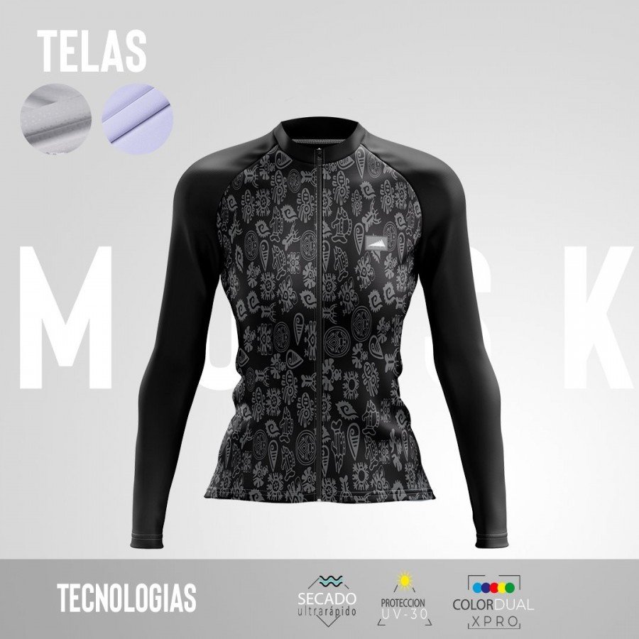 MUJER JERSEY MANGA LARGA PRO PRECOLOMBINO GRIS