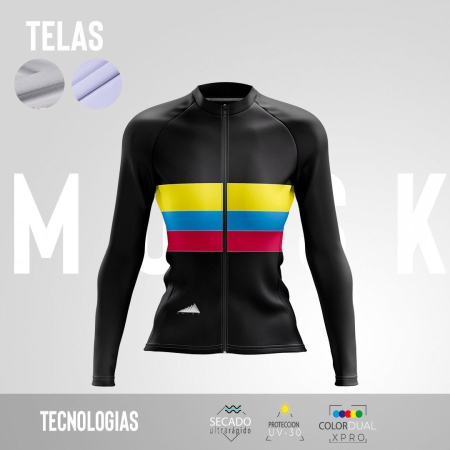 MUJER JERSEY MANGA LARGA PRO COLOMBIA