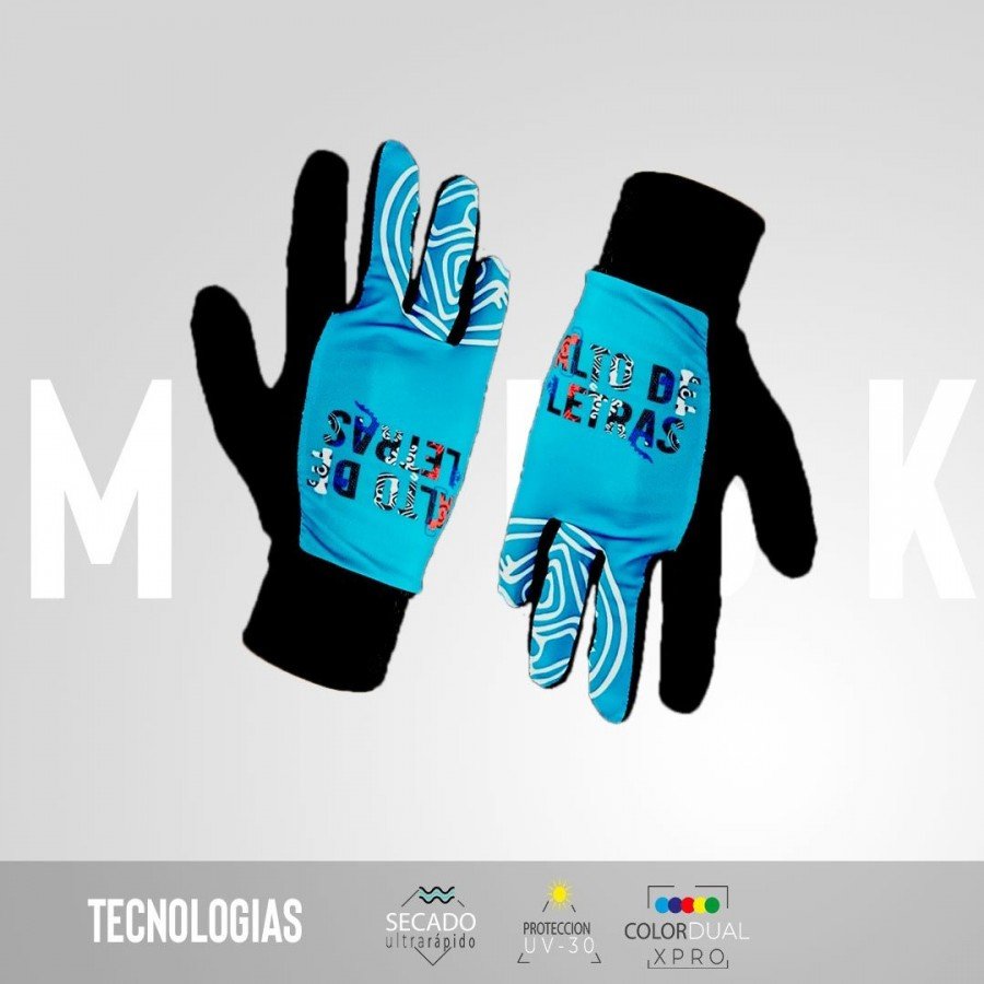 UNISEX GUANTES DEDO LARGO LETRAS VERDE